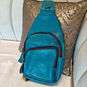Leather Sling Bag, Travel Bag, Unisex Leather Purse, Crossbody bag, Blue Leather
